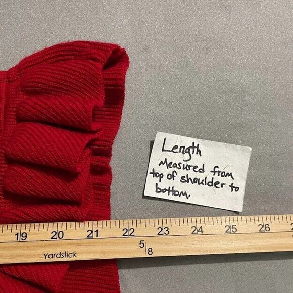 Notations Ruffled Shrug Petite Size Large Christmas Red Holiday Bolero Cardigan - Picture 10 of 10
